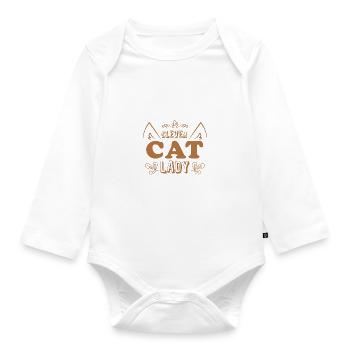 Clever cat lady - Organic Longsleeve Baby Bodysuit - white - Front