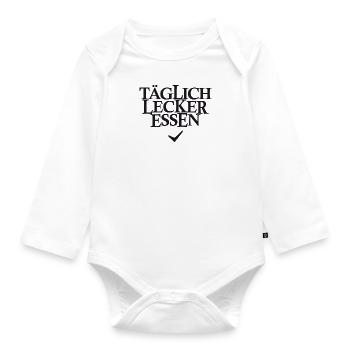 Täglich lecker essen - Baby Bio-Langarm-Body - Weiß - Vorne