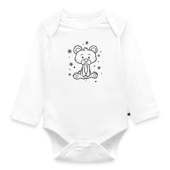 cute baby bear - teddy bear stuffed animal - Organic Longsleeve Baby Bodysuit - white - Front