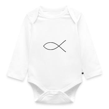 jesus fish symbol - Organic Longsleeve Baby Bodysuit - white - Front