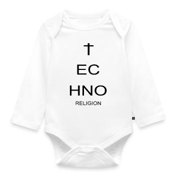 Techno Religion - Electro Music Festival Statement - Baby Bio-Langarm-Body - Weiß - Vorne