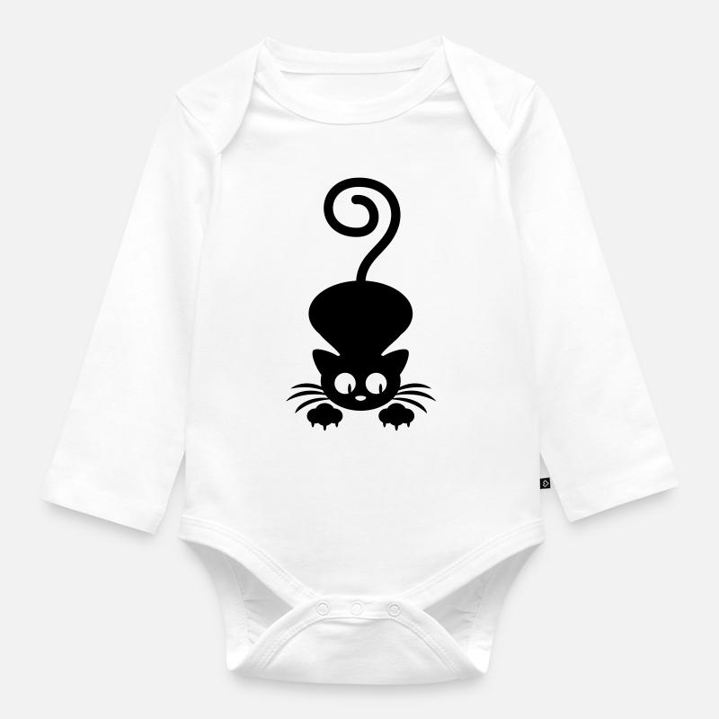 Cat - Organic Longsleeve Baby Bodysuit - white