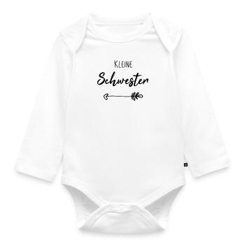 Kleine Schwester - Schwestern - Partnerlook - Baby Bio-Langarm-Body - Weiß - Vorne