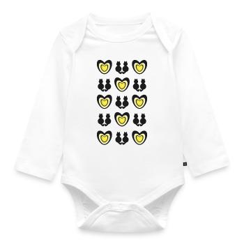 Schwarze Katzen mit Herzen, ein toller Hingucker. - Baby Bio-Langarm-Body - Weiß - Vorne