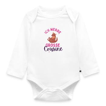 Ich werde Große Cousine 2024 Loading Känguru - Baby Bio-Langarm-Body - Weiß - Vorne