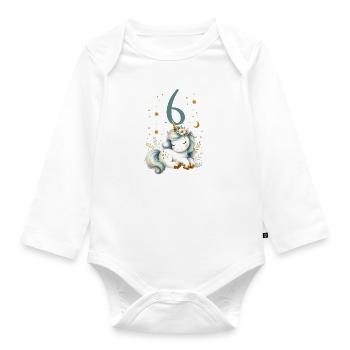 Geburtstag 4 Einhorn Vierter Geburtstag Mädchen 4 - Baby Bio-Langarm-Body - Weiß - Vorne