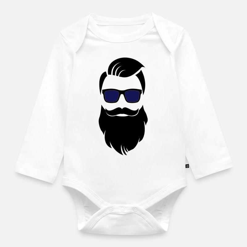 Hipster-Bart - Baby Bio-Langarm-Body - Weiß