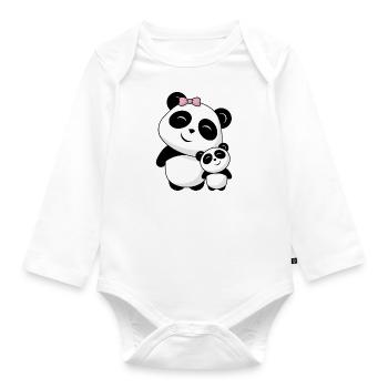 Niedliche Pandas Panda Geschwister Freunde Familie - Baby Bio-Langarm-Body - Weiß - Vorne