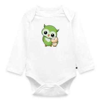 Der weltbeste kleine Bruder - Eulen Geschwister - Baby Bio-Langarm-Body - Weiß - Vorne