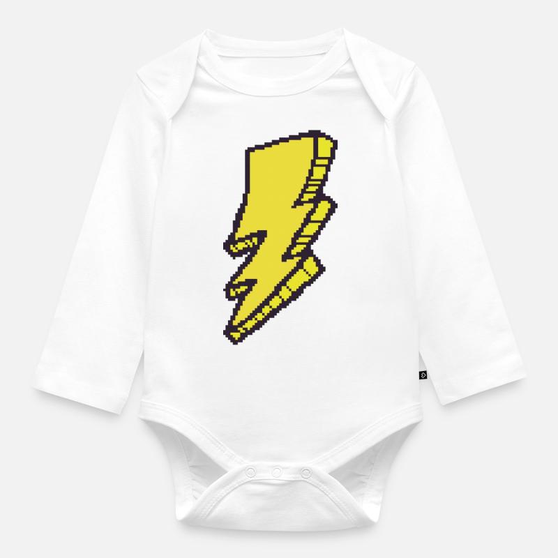 Pixel-Kunst Blitz - Baby Bio-Langarm-Body - Weiß