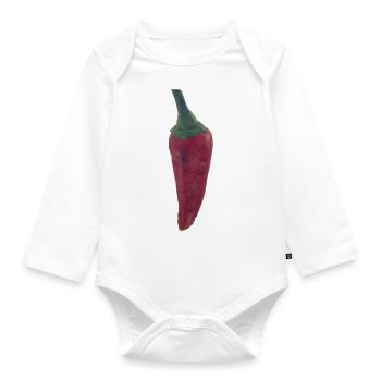 Red Pepper, Rote Pepperoni, Chilischote, Peperoni - Baby Bio-Langarm-Body - Weiß - Vorne