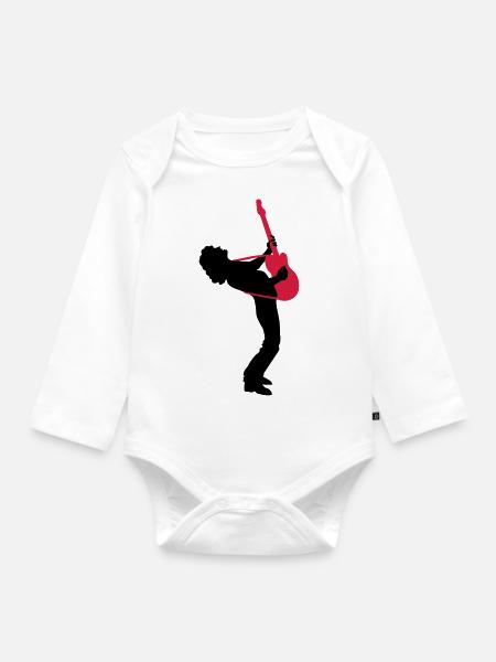 guitar player - Baby Bio-Langarm-Body - Weiß