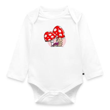 Caterpillar with mushrooms - Organic Longsleeve Baby Bodysuit - white - Front