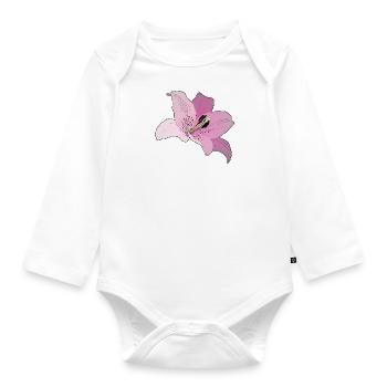 Rosa Orchidee - Baby Bio-Langarm-Body - Weiß - Vorne