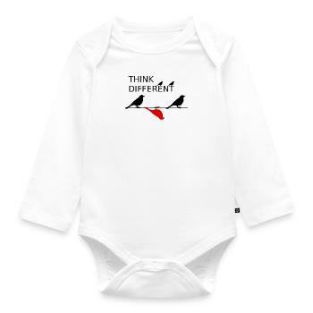 Pensez oiseaux différents (noir et rouge) - Body Bébé bio manches longues - blanc - Devant