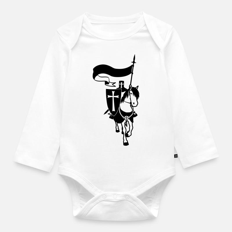 cavalier_templier - Body Bébé bio manches longues - blanc
