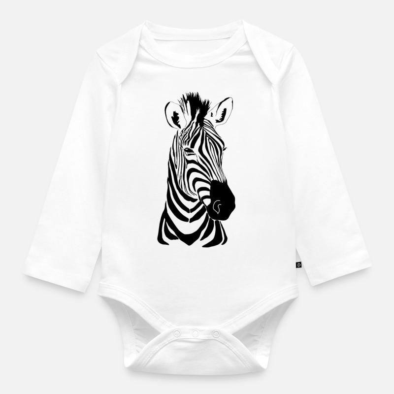 Zebra noir - Body Bébé bio manches longues - blanc