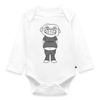 obesity increases overweight diaet man ugly - Organic Longsleeve Baby Bodysuit - white - Front