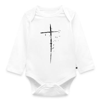 Shattered shredded small parts design pattern scra - Organic Longsleeve Baby Bodysuit - white - Front