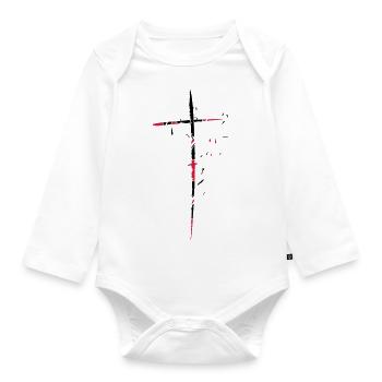 Shattered shredded small parts design pattern scra - Organic Longsleeve Baby Bodysuit - white - Front