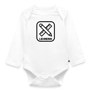 Lehrer / Professor / Schule / Lehrerin / Kind - Baby Bio-Langarm-Body - Weiß - Vorne