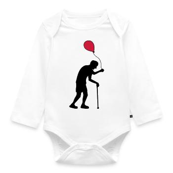 Grandpa with a balloon - Organic Longsleeve Baby Bodysuit - white - Front