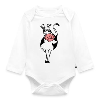 bull - Organic Longsleeve Baby Bodysuit - white - Front