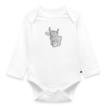 Bleistift Kuh - Baby Bio-Langarm-Body - Weiß - Vorne