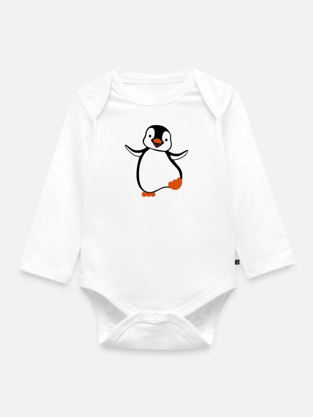 Pinguin - Baby Bio-Langarm-Body - Weiß