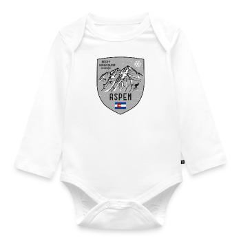 Aspen Maroon Bells USA Coat of Arms - Organic Longsleeve Baby Bodysuit - white - Front