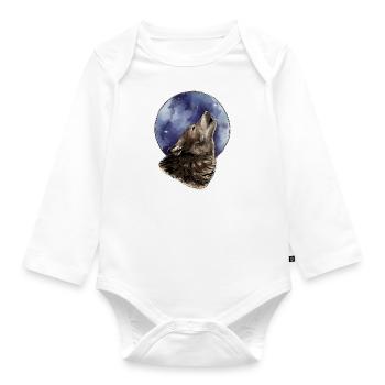 Wolf und Mond - Baby Bio-Langarm-Body - Weiß - Vorne