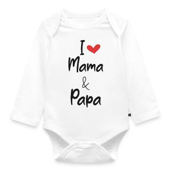 Enfants Clothes | I Love Mama and papa | Baby Body - Body Bébé bio manches longues - blanc - Devant