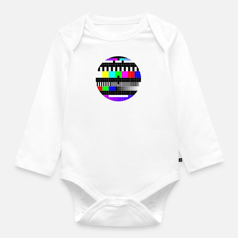 "no signal" error message, test screen - Organic Longsleeve Baby Bodysuit - white