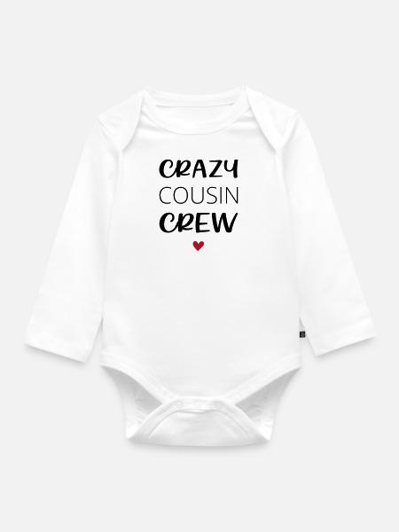 Crazy Cousin Crew / Crew - Organic Longsleeve Baby Bodysuit - white