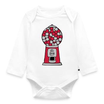 Kaugummi Spender Automat - Baby Bio-Langarm-Body - Weiß - Vorne