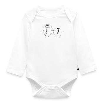 Frères et sœurs « Bonhommes de neige » / Amour fraternel - Body Bébé bio manches longues - blanc - Devant