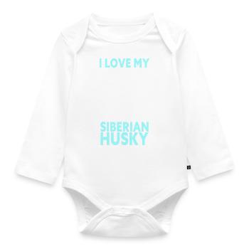 J’aime mon husky sibérien - Body Bébé bio manches longues - blanc - Devant