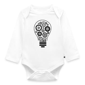 Bulb - Light Bulb - Lamp - Electricity - Organic Longsleeve Baby Bodysuit - white - Front