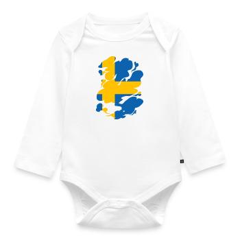 Suède Drapeau Scandinavie Drapeau suédois - Body Bébé bio manches longues - blanc - Devant