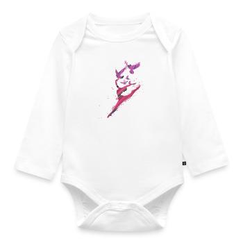 dance,dancer,pink,graffiti,lightness, birds - Organic Longsleeve Baby Bodysuit - white - Front