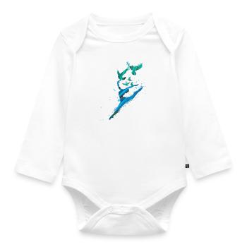dance,dancer,blue,graffiti,lightness, birds - Organic Longsleeve Baby Bodysuit - white - Front