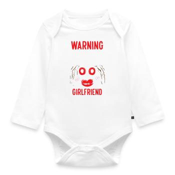 Attention j’ai une petite amie folle drôle petit ami - Body Bébé bio manches longues - blanc - Devant