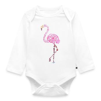 flamand rose gouttes d'aquarelle - Body Bébé bio manches longues - blanc - Devant