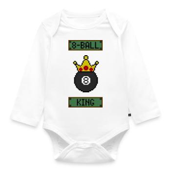 Retro 8-Bit 8-Ball King - Baby Bio-Langarm-Body - Weiß - Vorne