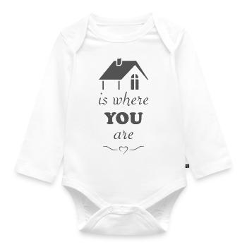 Home is where you are - Organic Longsleeve Baby Bodysuit - white - Front