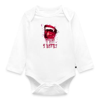 i bite, vampire,vampir,blut,mund, halloween,bite - Baby Bio-Langarm-Body - Weiß - Vorne