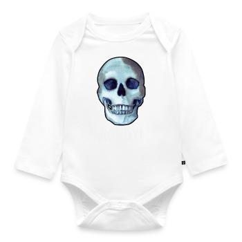 Skull HOWDY! funny dark humor - Organic Longsleeve Baby Bodysuit - white - Front