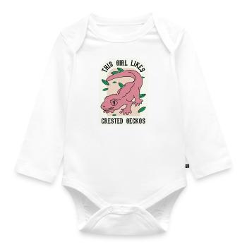 Girl Likes Geckos Cute Lizard Exotic Animal - Organic Longsleeve Baby Bodysuit - white - Front
