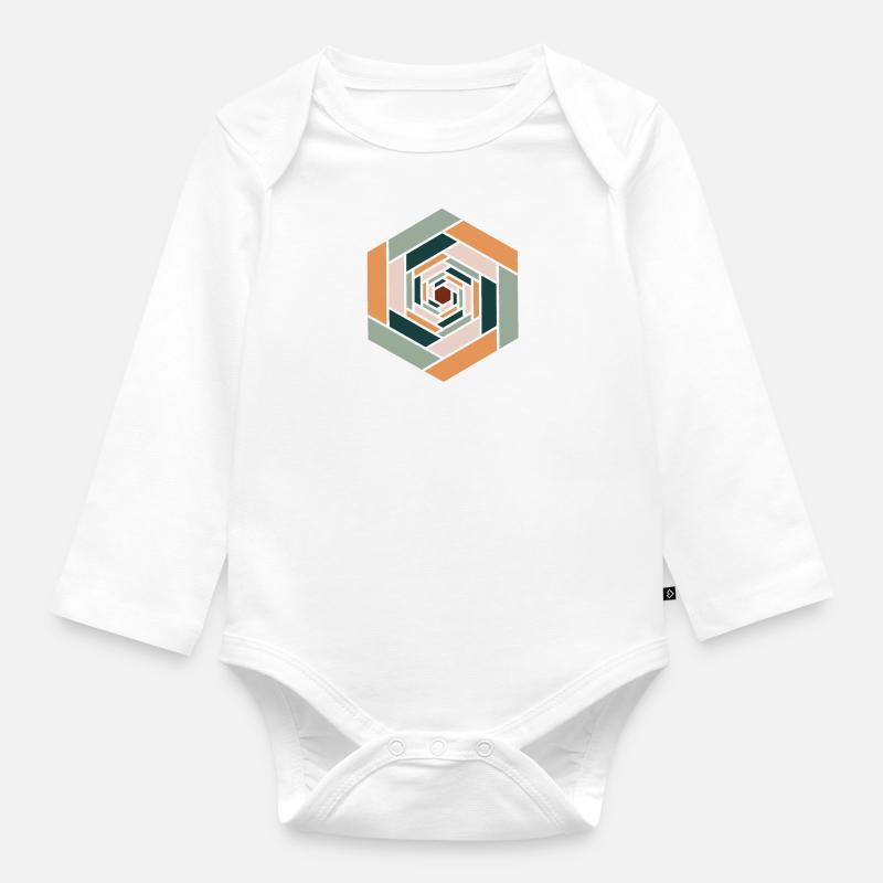Farbiges Infinity-Sechseck - Baby Bio-Langarm-Body - Weiß