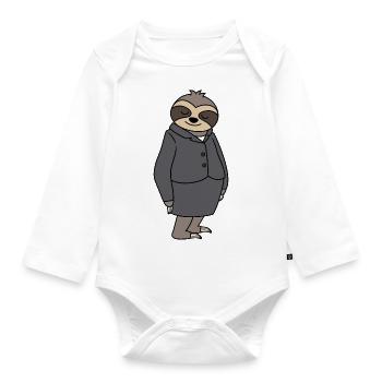 Sloth Woman Office Boss Colleague Work colleague - Organic Longsleeve Baby Bodysuit - white - Front